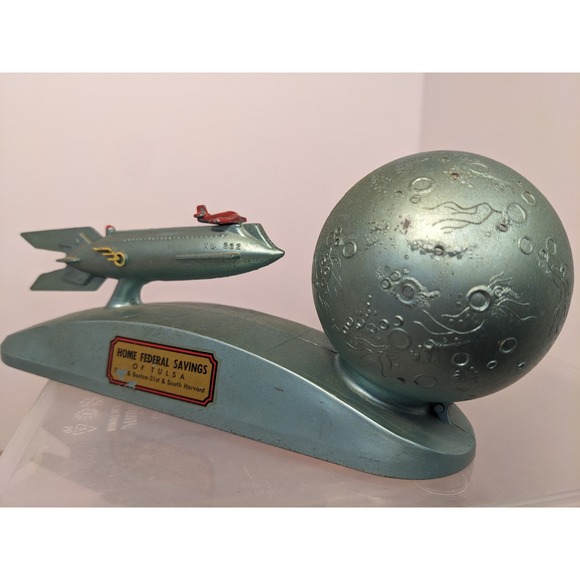 Strato Bank Other - Vintage Strato Bank XU 232 Rocket to Moon Mechanical Coin Bank Federal Tulsa